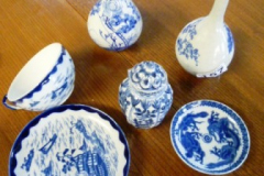 157-Blue-White-Ware-Vases-Cup-Ginger-Jar-and-Bowls
