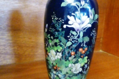 177-Dark-Blue-Cloisonne-Vase-with-Floral-Decor-18cm-H