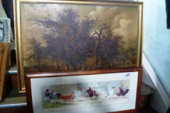 385-Woodland-Landscape-signed-Louie-and-Picture-of-Hens