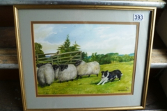 393-DM-EM-Alderson-Watercolour-of-Sheepdog-and-Sheep-1984