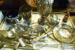 0161-Tray-of-Plated-Ware-Loose-Cutlery-Paperweight-etc