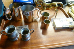 0164-Tray-inc-Brass-Horse-3-Matchbox-Covers-Pewter-Measures