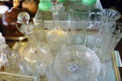 0315-Tray-of-Glass-Decanters-Vases-Bowls-Water-Jug-etc