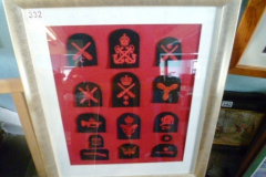 0332-Gilt-Framed-Display-of-Cloth-Regimental-Badges
