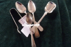 0388-2-Silver-Teaspoons-Caddy-Spoon.-Sugar-Tongs
