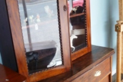 0437-Antique-Chest-3L-Drawers-and-Glass-Fronted-Cupboard