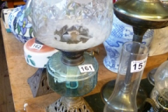 161-Metal-Base-and-Blue-Glass-Oil-Lamp