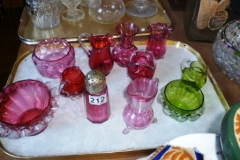 212-Tray-of-Cranberry-and-Green-Glassware