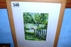 346-Framed-Watercolour-Cat-Sat-on-Fence