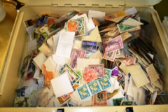0029-Cash-Tin-with-Loose-Postage-Stamps