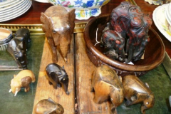 0085-Wooden-Rhino-Bowl-and-Assorted-Elephant-Figures