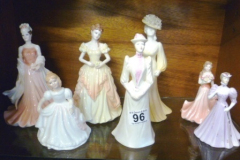 0096-6-Coalport-and-1Royal-Doulton-Figurines