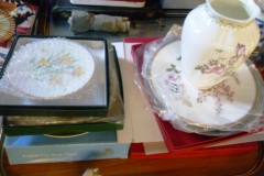 0173-Tray-of-Royal-Doulton-Camilla-Vase-Coalport-Plates-etc