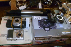 0286-Tray-of-Cameras-and-Tri-Pod