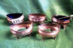 0435-5-Silver-Salts-2-with-Blue-Glass-Liners