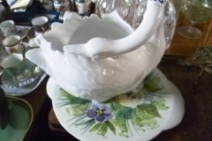 236-Ceramic-Swan-Planter-and-a-Platter