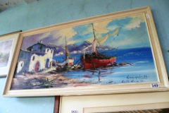 349-Framed-Oil-Painting-of-Coastal-Scene-with-Boat