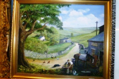 304-Gilt-Framed-Oil-Farmyard-Scene-by-E-G-Burrows