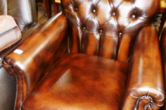 436-Brown-Leather-Thomas-Lloyd-Button-Back-Armchair