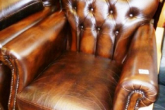 437-Brown-Leather-Thomas-Lloyd-Button-Back-Armchair
