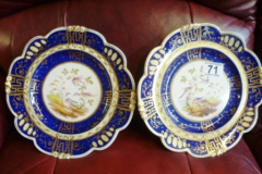 071-2-Oriental-Blue-Gold-Plates-with-Bird-Decor