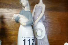 112-Two-Lladro-Figurine-Girl-with-Piglet-and-Girl-with-Hat