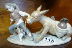 115-Lladro-Figurine-Boy-with-Stubborn-Donkey
