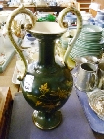 273-Black-Vase-with-Floral-Decor-and-Gold-Handles