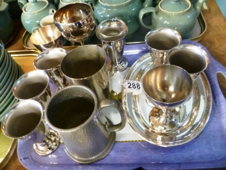 288-Pewter-and-Stainless-Steel-Ware-Incl.-Tankards-and-Goblets