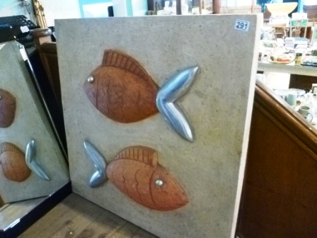 291-Panel-with-Contemporary-Relief-Image-of-2-Stylised-Fish