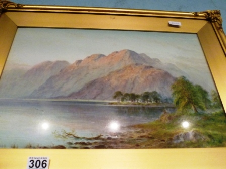 306-Gilt-Framed-Print-by-W-Baker-of-Mountains-and-Lakes