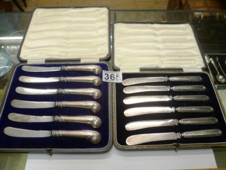 365-2-Cased-Sets-of-6-Silver-Butter-Knives