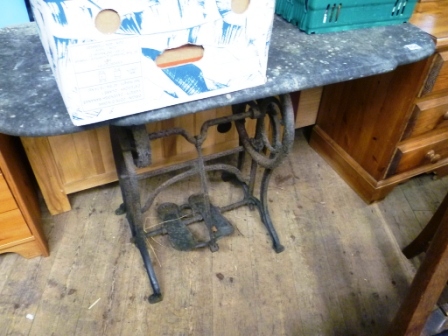 404-Stone-Top-Table-with-Treadle-Sewing-Machine-Base