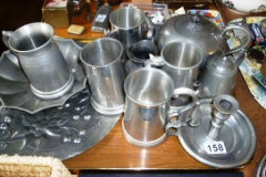 158-Tray-of-Pewter-Ware-Tea-Pot-Tankards-etc