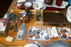 159-Tray-of-Thimbles-Hip-Flask-Boxed-Cutlery-etc