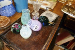 164-Tray-of-Paperweights-Vases-etc