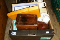 223-Box-of-Cameras-Mantle-Clock-Wooden-Box-etc