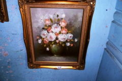 283-Gilt-Framed-Oil-on-Canvas-Flowers-in-Vase-by-C-Johnson