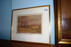 316-Framed-Watercolour-of-Trees-in-Front-of-Bolton-Castle-by-Fred-Lawson