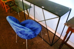 464-Metal-Hall-Table-and-Blue-Upholstered-Chair