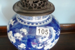 0105-Blue-and-White-Decorated-Vase-with-Carved-Wooden-Lid
