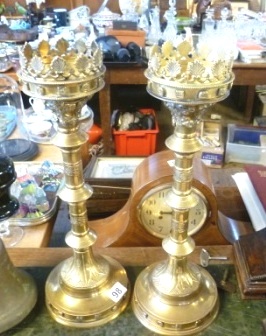 0098-Pair-of-Brass-Ecclesiastical-Candlesticks