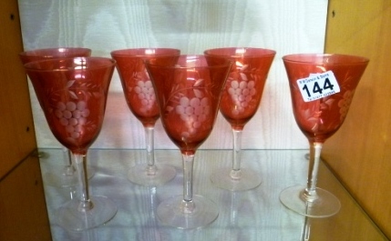 0144-Set-of-6-Ruby-Decorated-Wine-Glasses