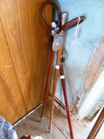 0313-2-Vintage-Shooting-Sticks-and-Metal-Topped-Cane