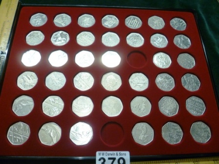 0379-Collection-of-32-x-50p-Pieces-inc-Olympics-and-Beatrix-Potter