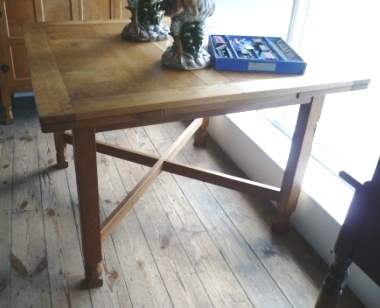 0421-Oak-Lizardman-Pull-Out-Dining-Table-1950s