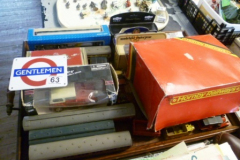 0063-Tray-of-Hornby-Railway-Equipment-Carriages-Playworn-Vehicles