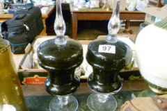0097-2-Black-Glass-Lidded-Urns