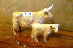 0116-Beswick-Highland-Cow-and-Calf