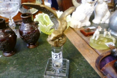 0127-Metal-Falcon-on-Glass-Stand